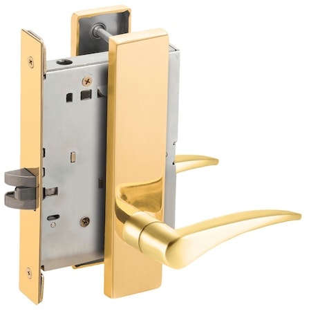 Schlage Grade 1 Passage Latch Mortise Lock, 12 Lever, L Escutcheon, Bright Brass Finish, Right-Handed L9010 12L 605 RH